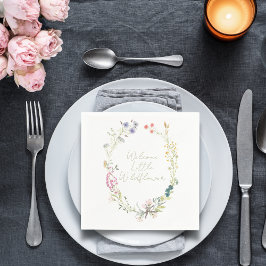 Aquarellfarben Wildblume Wreath Babydusche Napkin Serviette