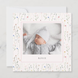 Aquarellfarben Wildblumen Baby Birth Ankündigung