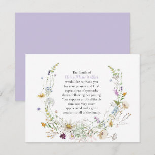Aquarellfarben Wildblumen Begräbnisschrift Danke