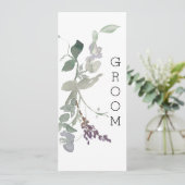 Aquarellfarben Wildblumen Bläserstuhl Lavendel Unt Menükarte (Stehend Vorderseite)