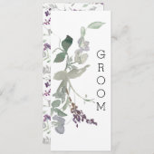 Aquarellfarben Wildblumen Bläserstuhl Lavendel Unt Menükarte (Vorne/Hinten)