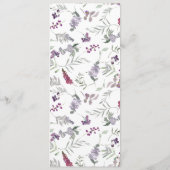 Aquarellfarben Wildblumen Bläserstuhl Lavendel Unt Menükarte (Rückseite)