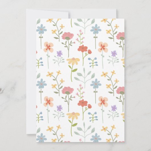 Aquarellfarben Wildblumen Blumenkinderdusche Einladung (Rückseite)