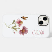 Aquarellfarben Wildblumen Blumenschmetterling Name Case-Mate iPhone Hülle (Rückseite (Horizontal))