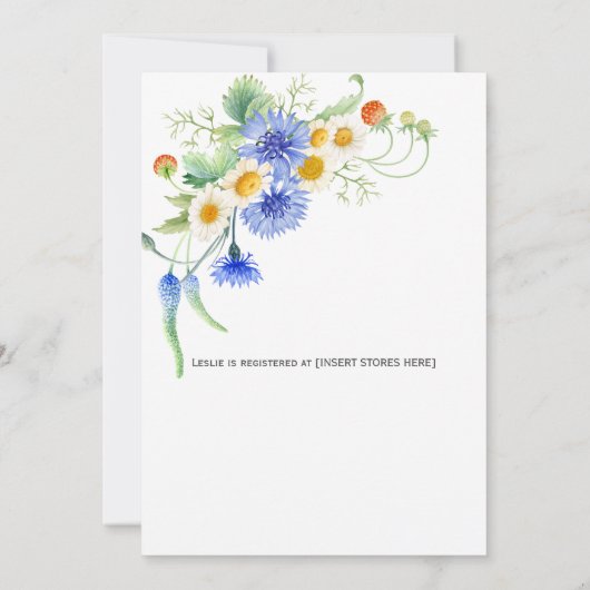 Aquarellfarben Wildblumen Brautdusche Einladung (Rückseite)