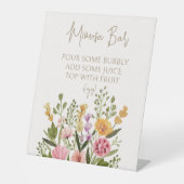 Aquarellfarben Wildblumen Brautparty Mimosa Bar Sockelschild (Vorderseite)