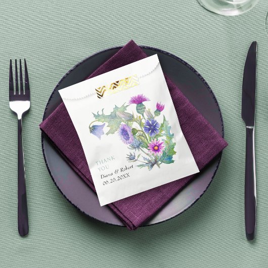 Aquarellfarben Wildblumen Danke für Ihre Hochzeit Geschenktütchen