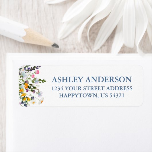 Aquarellfarben Wildblumen Dusty Blue Rücksendeadre (Insitu)