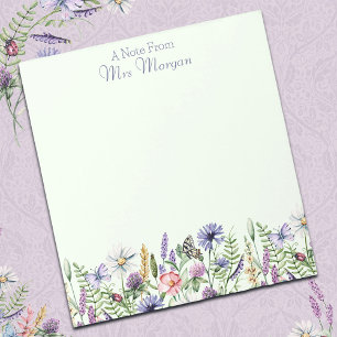 Aquarellfarben-Wildblumen, Ein Hinweis des Lehrers Notizblock