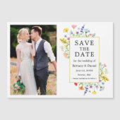 Aquarellfarben Wildblumen Foto Gold Frame Magneteinladung (Vorderseite)