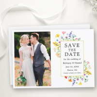 Aquarellfarben Wildblumen Foto Gold Frame