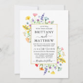 Aquarellfarben Wildblumen Foto Goldhochzeit Einladung (Vorderseite)