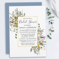 Aquarellfarben Wildblumen Gold Dusty Blue Dusche