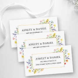 Aquarellfarben-Wildblumen Goldrahmen-Hochzeitsregi Begleitkarte