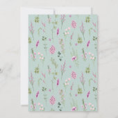 Aquarellfarben Wildblumen Grüne Lila Babydusche Einladung (Rückseite)