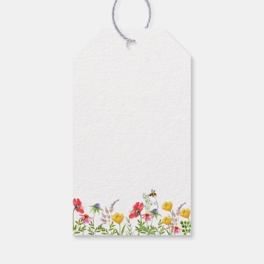 Aquarellfarben Wildblumen Hochzeit Danke, dass Sie Geschenkanhänger (Rückseite)