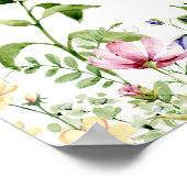 Aquarellfarben-Wildblumen Hochzeitsschreiben Poster (Ecke)