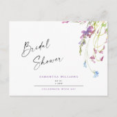 Aquarellfarben Wildblumen Lavendel Brautparty Einladungspostkarte (Vorderseite)