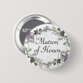 Aquarellfarben Wildblumen Lavender Matron of Honou Button (Vorne & Hinten)