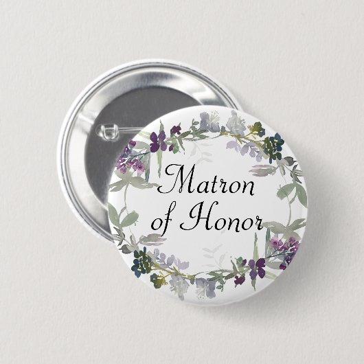 Aquarellfarben Wildblumen Lavender Matron of Honou Button (Vorne & Hinten)