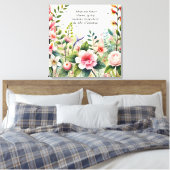 Aquarellfarben-Wildblumen mit Zitat von Frühling Leinwanddruck (Insitu (Schlafzimmer))