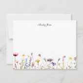 Aquarellfarben Wildblumen Personalisiert Flat Viel Dankeskarte (Vorderseite)