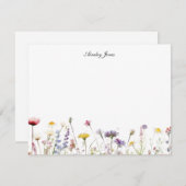 Aquarellfarben Wildblumen Personalisiert Flat Viel Dankeskarte (Vorne/Hinten)