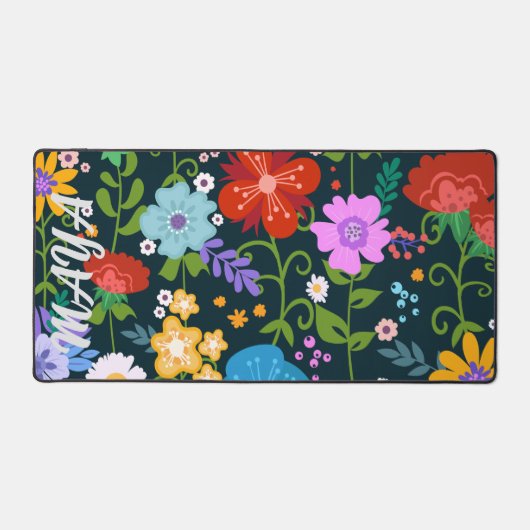 Aquarellfarben Wildblumen Personalisierter Skriptn Schreibtischunterlage (Vorderseite)