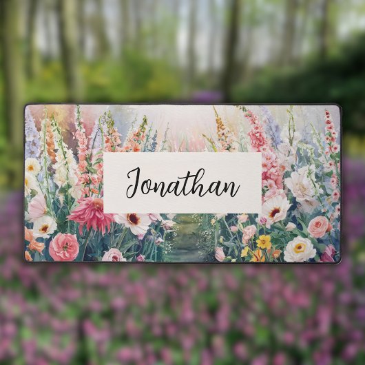 Aquarellfarben-Wildblumen Personalisierter Skriptn Schreibtischunterlage
