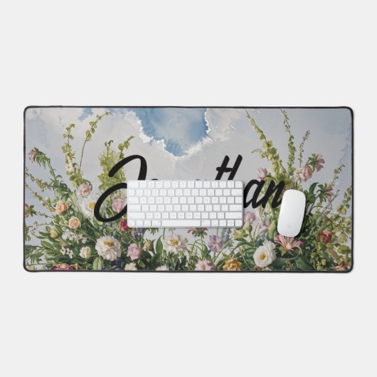 Aquarellfarben-Wildblumen Personalisierter Skriptn Schreibtischunterlage (Tastatur & Maus)