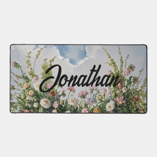 Aquarellfarben-Wildblumen Personalisierter Skriptn Schreibtischunterlage (Vorderseite)