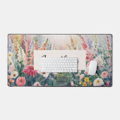 Aquarellfarben-Wildblumen Personalisierter Skriptn Schreibtischunterlage (Tastatur & Maus)