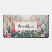 Aquarellfarben-Wildblumen Personalisierter Skriptn Schreibtischunterlage (Vorderseite)