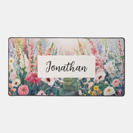 Aquarellfarben-Wildblumen Personalisierter Skriptn Schreibtischunterlage (Vorderseite)