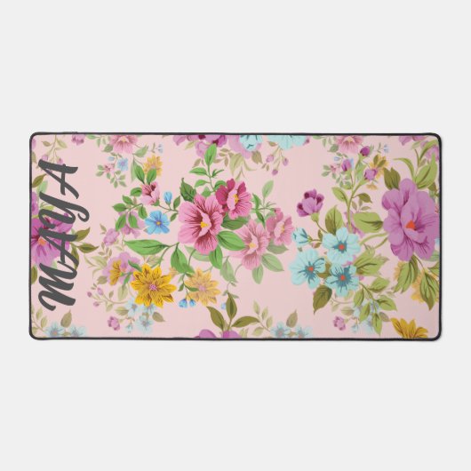 Aquarellfarben Wildblumen Personalisierter Skriptn Schreibtischunterlage (Vorderseite)