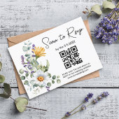 Aquarellfarben Wildblumen qr Code Hochzeitsschick RSVP Karte