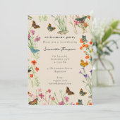 Aquarellfarben Wildblumen Schmetterlingsbekämpfung Einladung (Stehend Vorderseite)