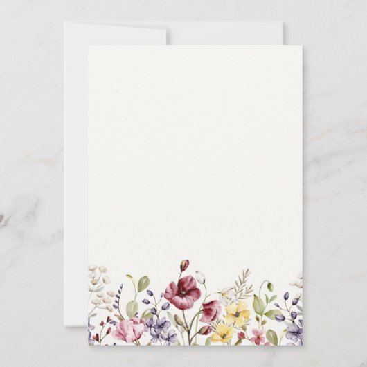 Aquarellfarben-Wildblumen-Sip und Babydusche Einladung (Rückseite)