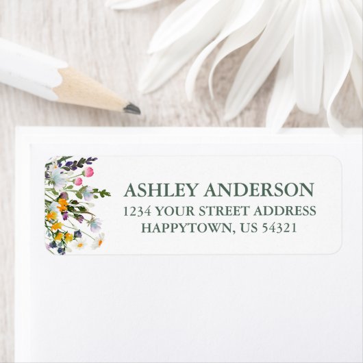 Aquarellfarben Wildblumen zeigen grüne Rücksendead (Insitu)