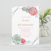 Aquarellfarben Wüste Rote Sukkulturen gestreift Ge Einladung (Stehend Vorderseite)