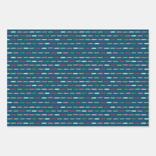 Aquarellfarben - Xmas Farbkonfetti - Punkte Strip  Geschenkpapier Set (Vorderseite 2)