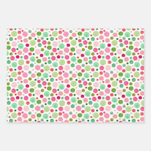 Aquarellfarben - Xmas Farbkonfetti - Punkte Strip Geschenkpapier Set (Vorderseite)