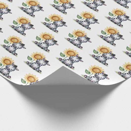 Aquarellfarben Zebra mit Sonnenblumen Geschenkpapier (Ecke)