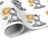 Aquarellfarben Zebra mit Sonnenblumen Geschenkpapier (Rolleneckpunkt)