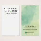 Aquarellfarben ziehen Green Earring Display Card (Vorne & Hinten)