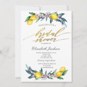 Aquarellfarben-Zitronen-Brautparty Einladung (Vorderseite)
