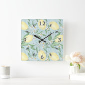 Aquarellfarben Zitronen Fruchtquadrat Wanduhr (Zuhause)