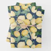 Aquarellfarben-Zitronen für Navy Blue Geschenkpapier Set (Beispiel)