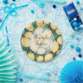 Aquarellfarben-Zitronen für Navy Blue Personalisie Pappteller (Party)
