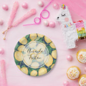 Aquarellfarben-Zitronen für Navy Blue Personalisie Pappteller (Party)